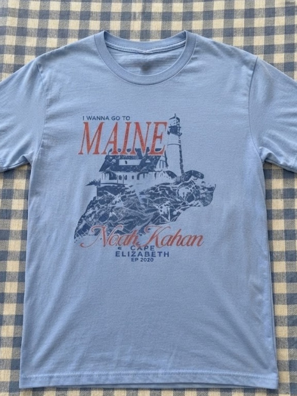 Noah Kahan "Cape Elizabeth" Graphic T-Shirt Oversized Light Blue